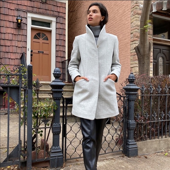 NWT Aritzia Wilfred the Cocoon Coat heather white - Picture 2 of 10